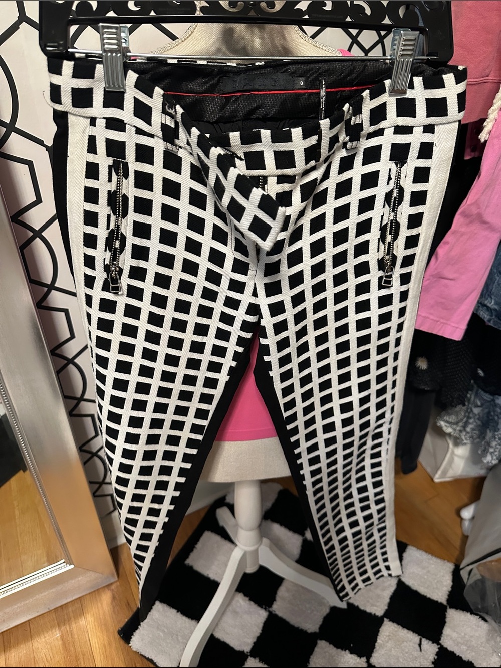LAMB black and white grid moto skinny
